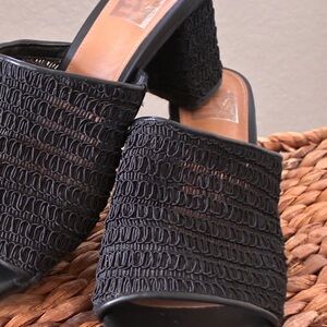 Dolce Vita Black Woven Block Heel Slides